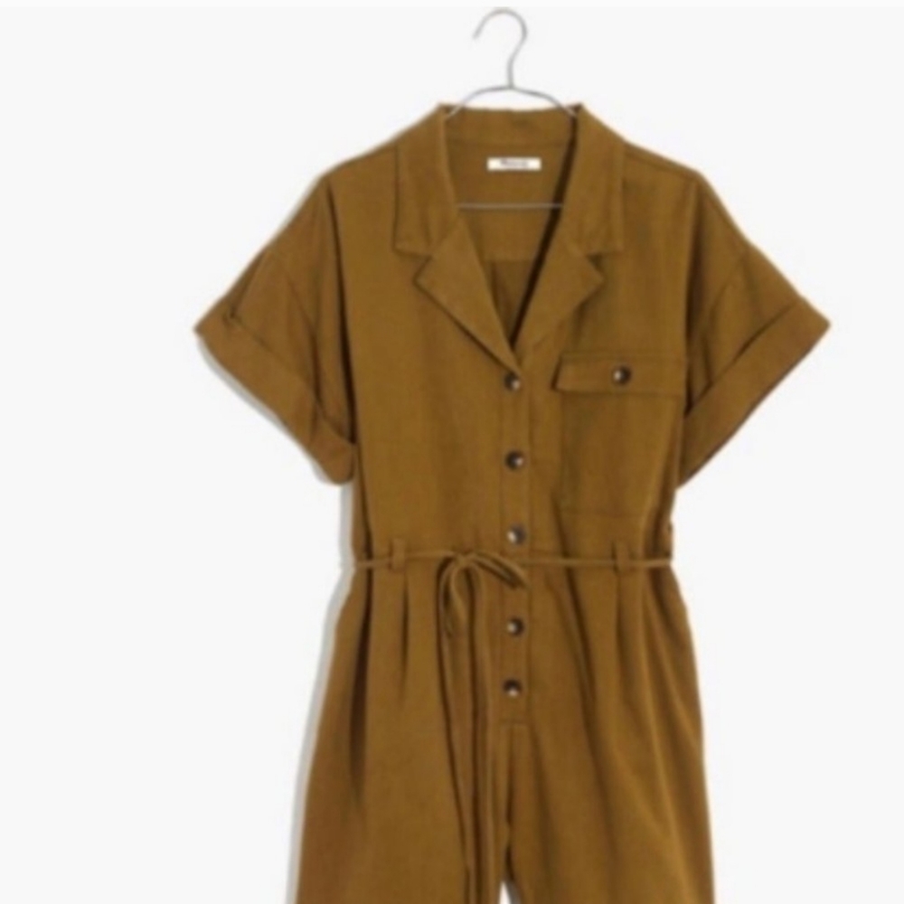 Madewell Belted Safari Romper Utility Size Large XL in Distant Olive